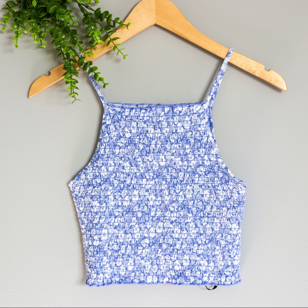 F21 Floral Crewneck Cropped Tank Top